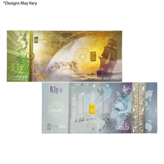 0.1 gram KaratPay Gold Bar .9999 Fine (Random Design)