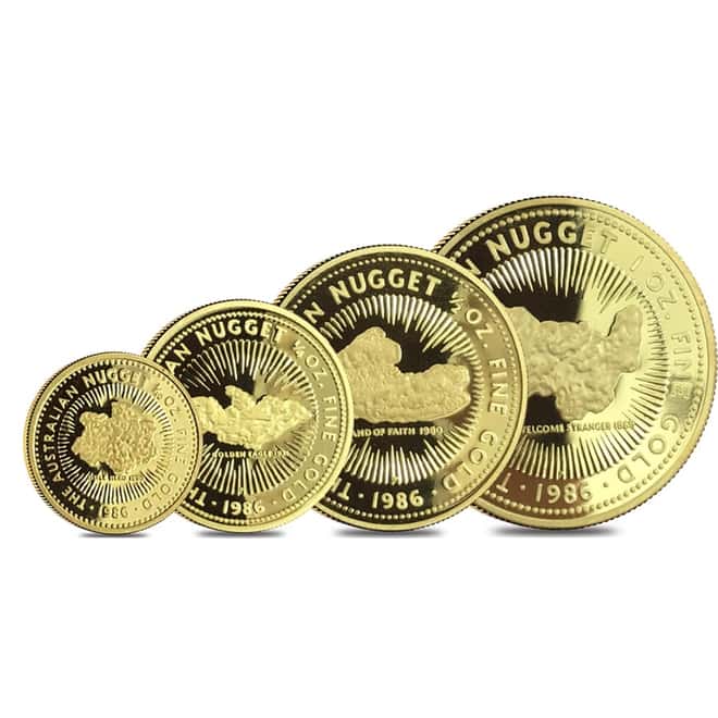 1986 1.85 oz Australian Nugget Proof Gold 4-Coin Set (w/Box & COA)