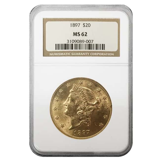 1897 $20 Liberty Head Double Eagle Gold Coin NGC MS 62