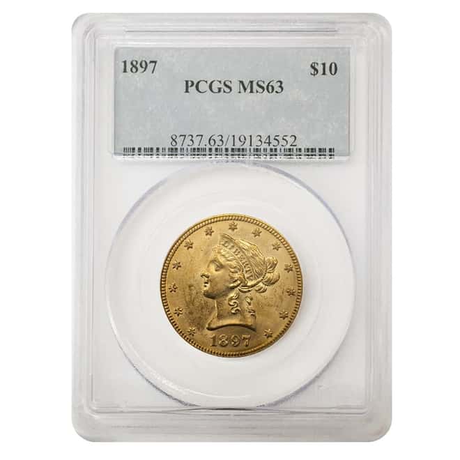 1897 $10 Liberty Head Gold Eagle Coin PCGS MS 63