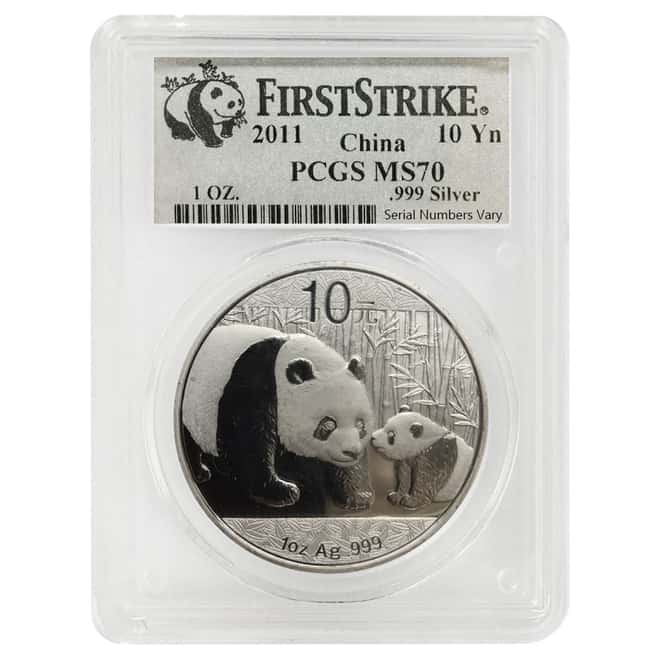 2011 1 oz Chinese Silver Panda 10 Yuan PCGS MS 70 First Strike