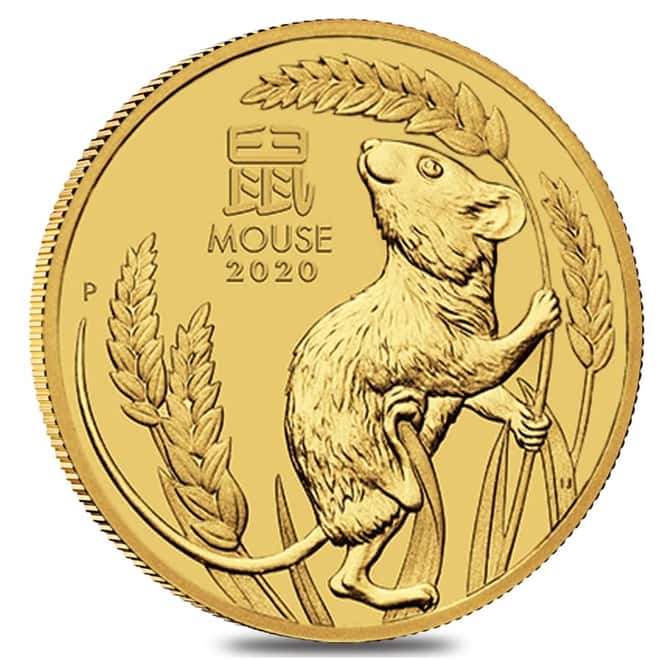 2020 1 oz Gold Lunar Year of The Mouse / Rat BU Australia Perth Mint In Cap