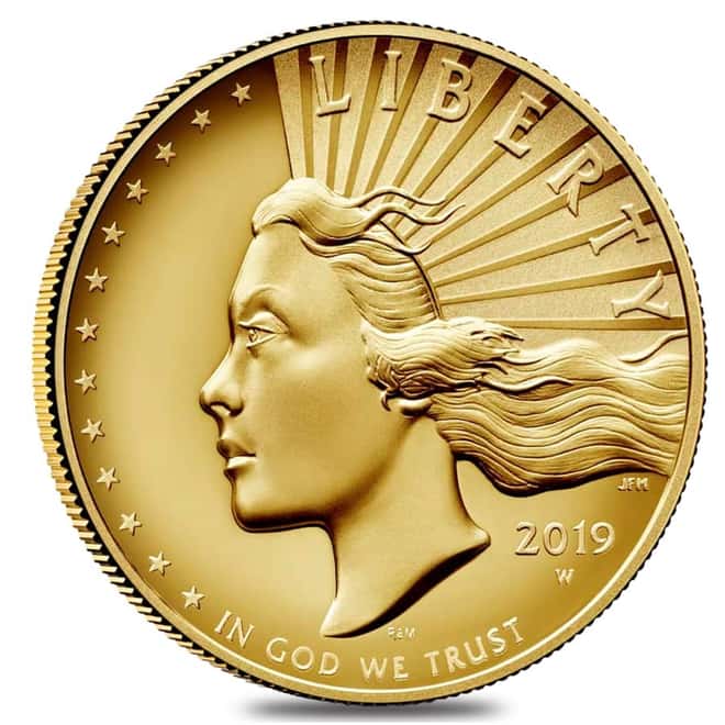 2019 W 1 oz $100 American Liberty High Relief Enhanced Uncirculated Gold Coin (w/Box & COA)
