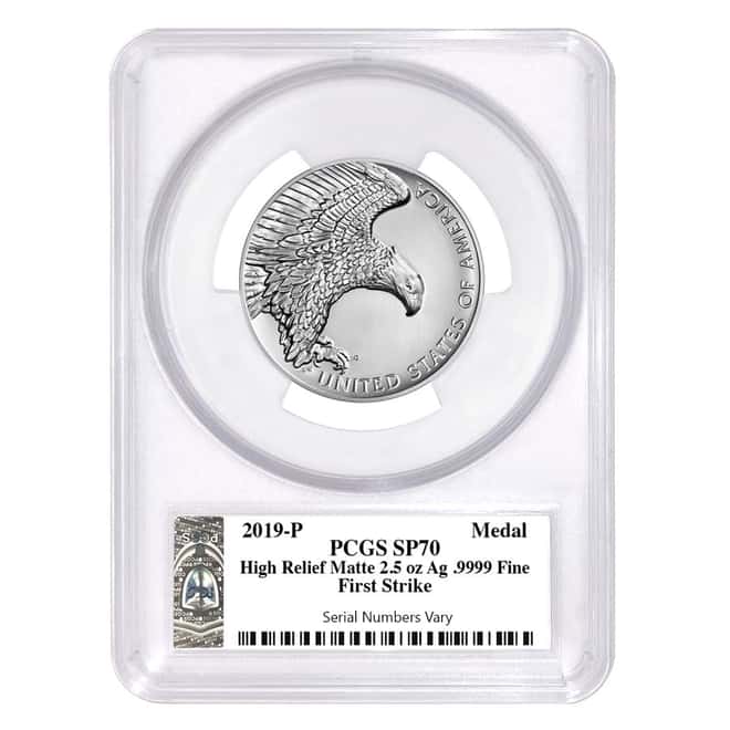 2019 P 2.5 oz American Liberty High Relief Silver Medal PCGS SP 70 FS (Liberty Label)