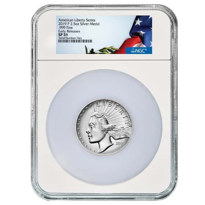 2019 P 2.5 oz American Liberty High Relief Silver Medal NGC SP 69 ER (Liberty Label)