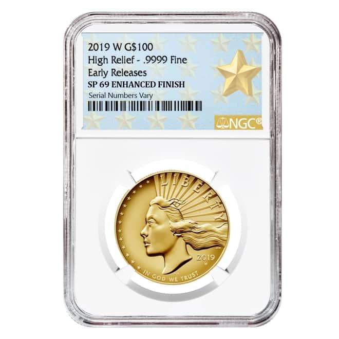 2019 W 1 oz $100 American Liberty High Relief Enhanced Uncirculated Gold Coin NGC SP 69 ER (Star Label) 