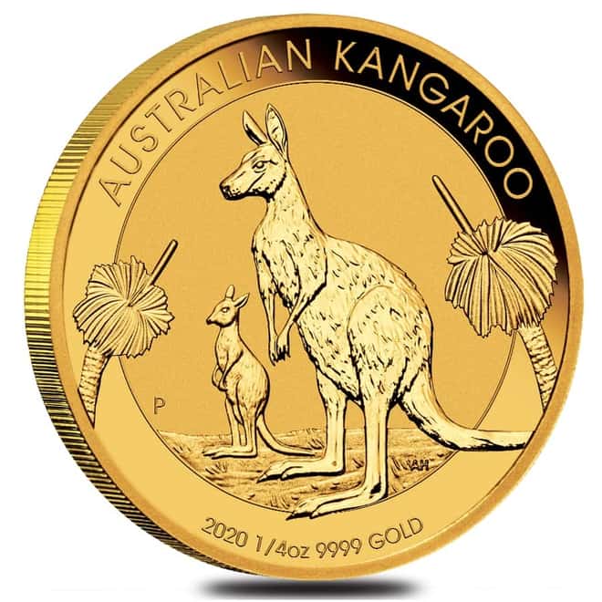 2020 1/4 oz Australian Gold Kangaroo Perth Mint Coin .9999 Fine BU In Cap