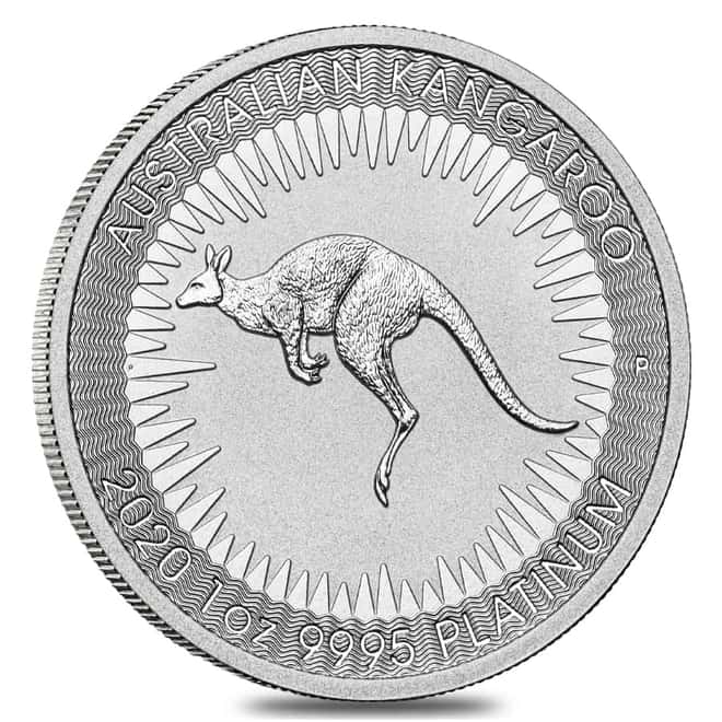2020 1 oz Australian Platinum Kangaroo Perth Mint Coin .9995 Fine BU In Cap