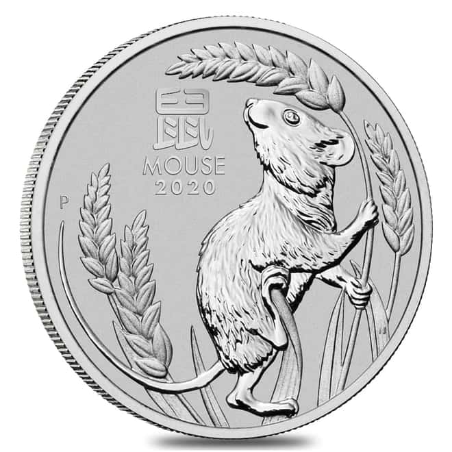 2020 1 oz Platinum Lunar Year of The Mouse / Rat BU Australia Perth Mint In Cap