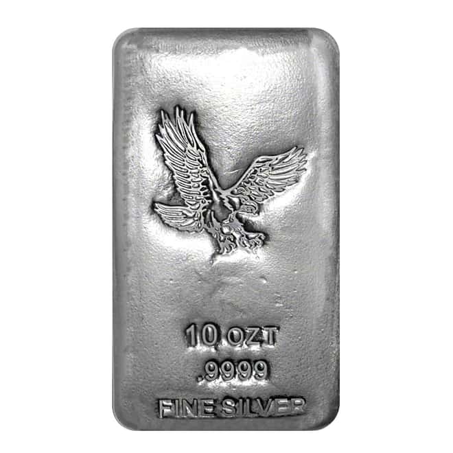 10 oz Eagle Design Silver Cast Bar .9999 Fine