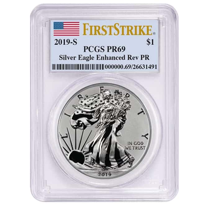 2019-S 1 oz Enhanced Reverse Proof Silver American Eagle PCGS PF 69 FS (w/COA)