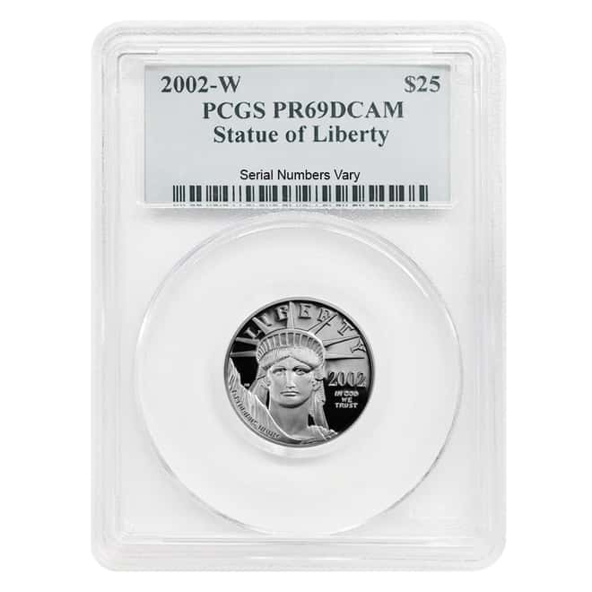 2002 W 1/4 oz $25 Platinum American Eagle Proof Coin PCGS PF 69 UCAM