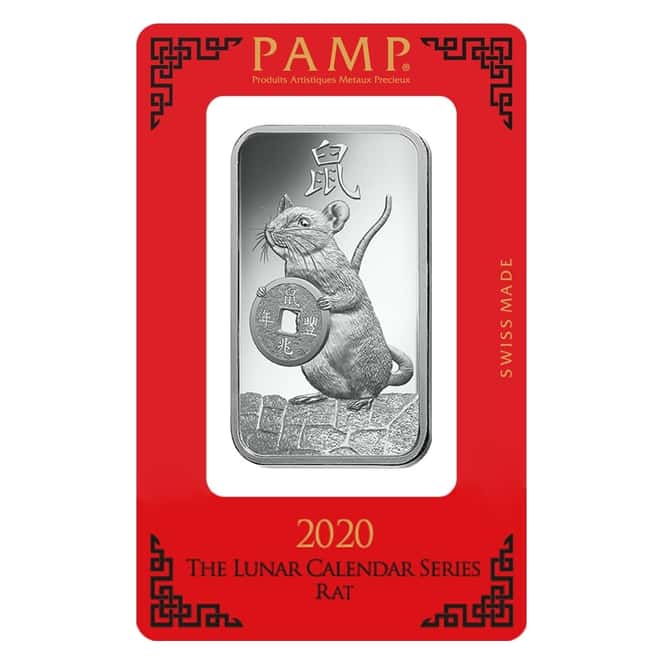 1 oz PAMP Suisse Year of the Mouse / Rat Silver Bar (In Assay)