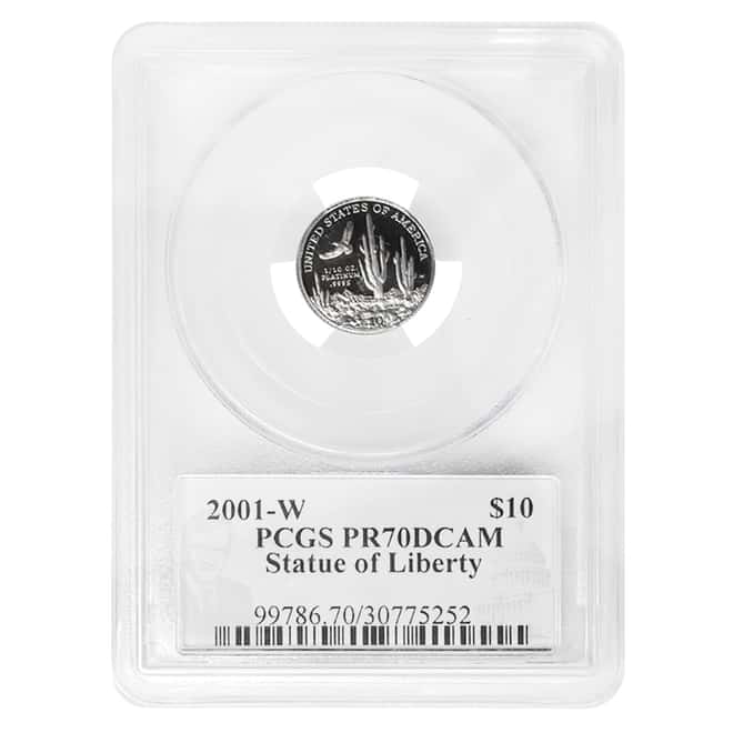2001 W 1/10 oz $10 Platinum American Eagle Proof Coin PCGS PF 70 UCAM (Philip Diehl Sign Label)