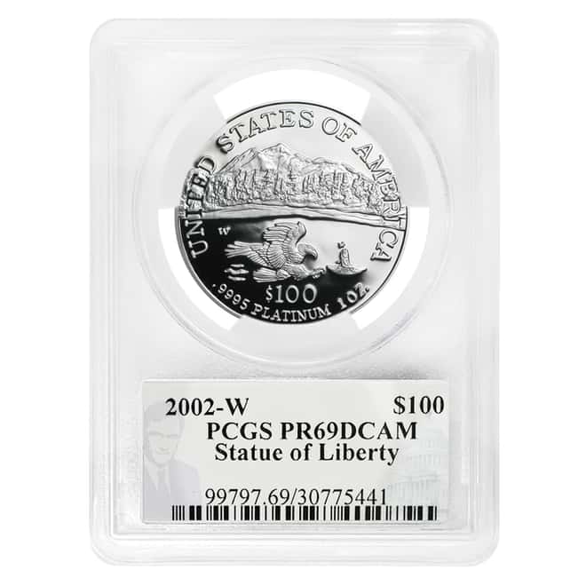 2002 W 1 oz $100 Platinum American Eagle Proof Coin PCGS PF 69 UCAM (Philip Diehl Sign Label)