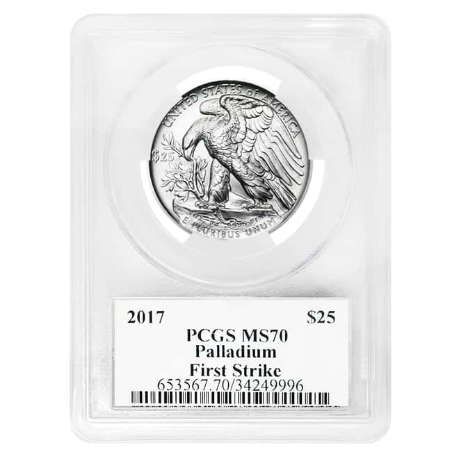 2017 1 oz Palladium American Eagle PCGS MS 70 First Strike (Edmund C.Moy Sign Label)