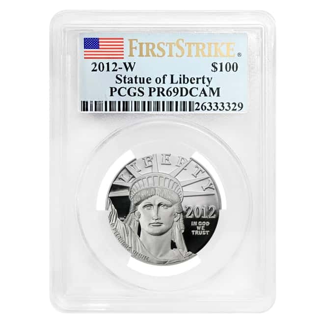 2012 W 1 oz $100 Platinum American Eagle Proof Coin PCGS PF 69 DCAM First Strike