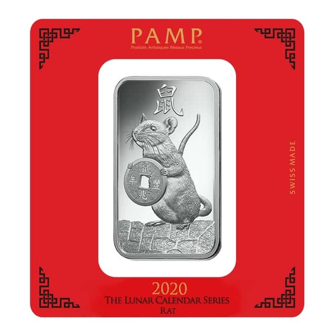 100 gram PAMP Suisse Year of the Mouse / Rat Silver Bar (In Assay)