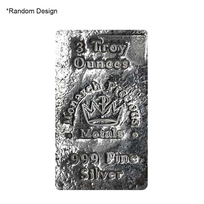 3 oz Generic Silver Bars .999 Fine
