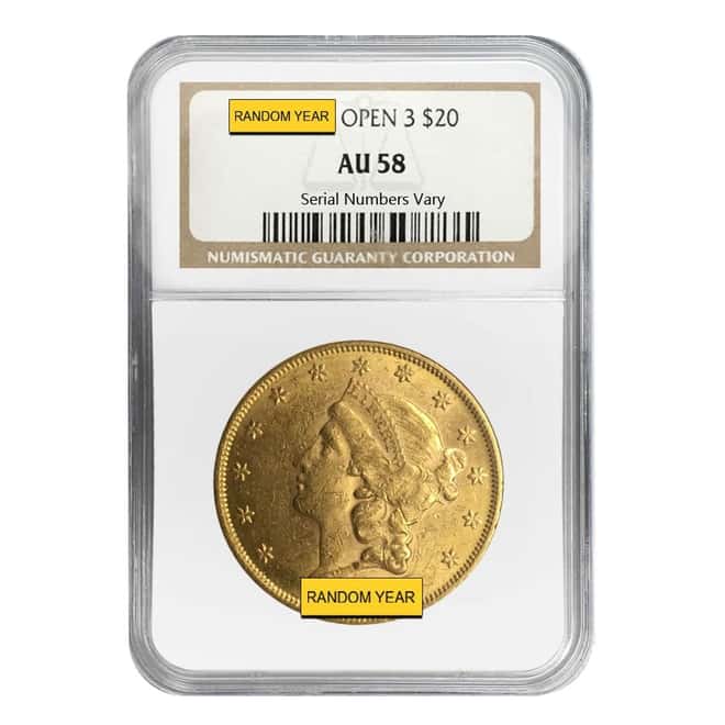 $20 Gold Double Eagle Liberty Head Type II NGC AU 58 (Random Year)