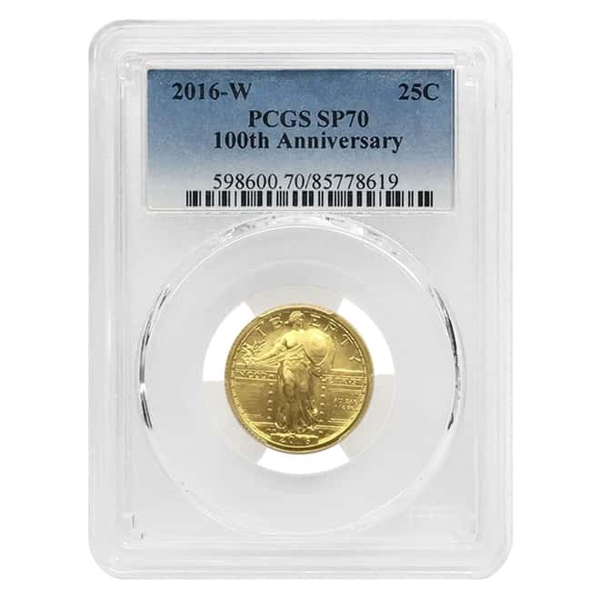 2016 1/4 oz Standing Liberty Quarter Centennial Gold Coin PCGS SP 70