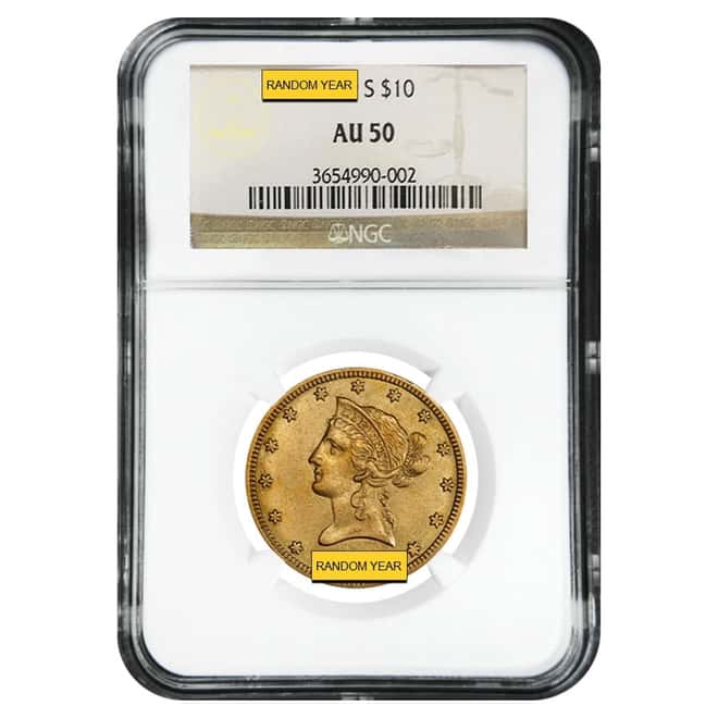 $10 Liberty Head Gold Eagle NGC AU 50 (Random Year)