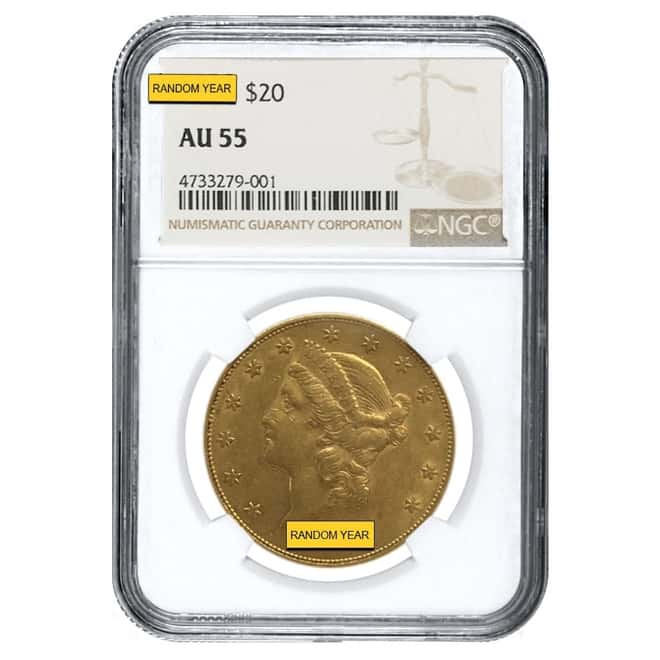 $20 Gold Double Eagle Liberty Head NGC AU 55 (Random Year)