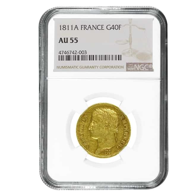 1811-A France Gold 40 Francs Napoleon NGC AU 55