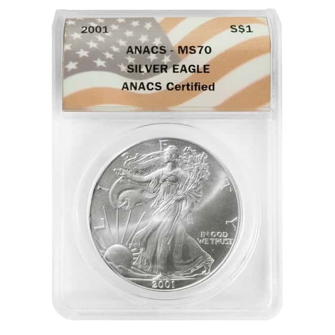 2001 1 oz Silver American Eagle $1 Coin ANACS MS 70