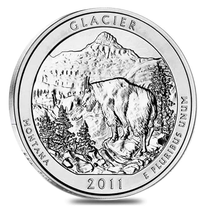2011-P 5 oz Silver America the Beautiful ATB Montana Glacier Uncirculated Coin In Cap