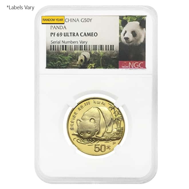 Chinese 1/2 oz Gold Panda Coin NGC/PCGS MS/PF 69 (Random Year)