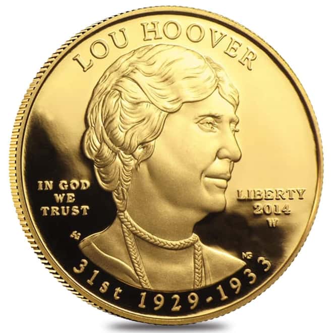 2014 W 1/2 oz $10 First Spouse - Lou Hoover Gold Proof Coin (w/Box & COA)