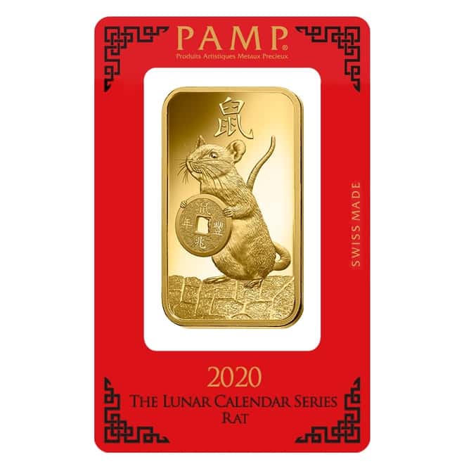 100 gram PAMP Suisse Year of the Mouse / Rat Gold Bar (In Assay)