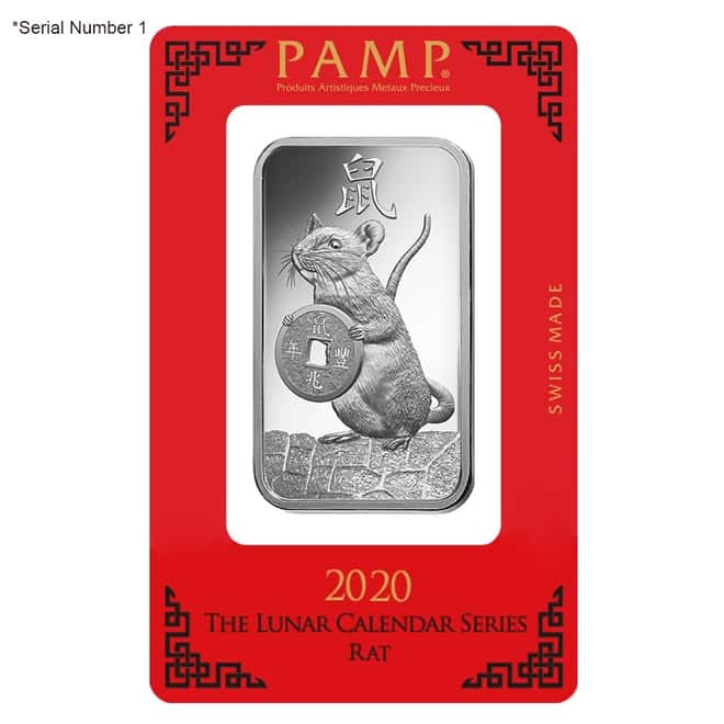 1 oz PAMP Suisse Year of the Mouse / Rat Platinum Bar (In Assay) Serial #1