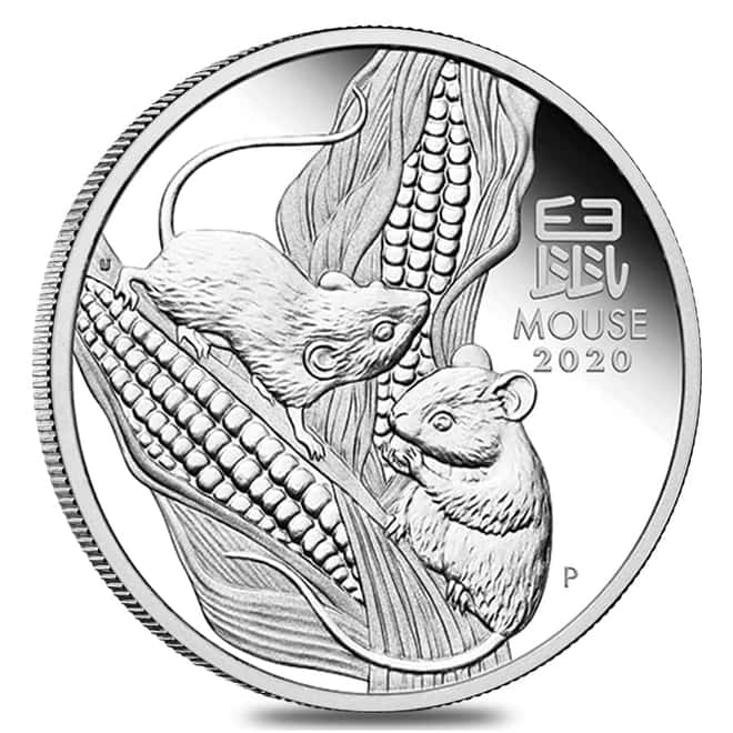 2020 1 oz Proof Silver Lunar Year of The Mouse / Rat Australian Perth Mint (w/Box & COA) 
