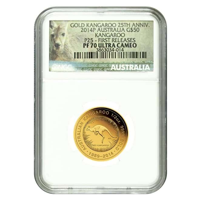 2014 P 1/2 oz Proof Gold Australian Kangaroo NGC PF 70 UCAM First Releases - 25th Anniversary