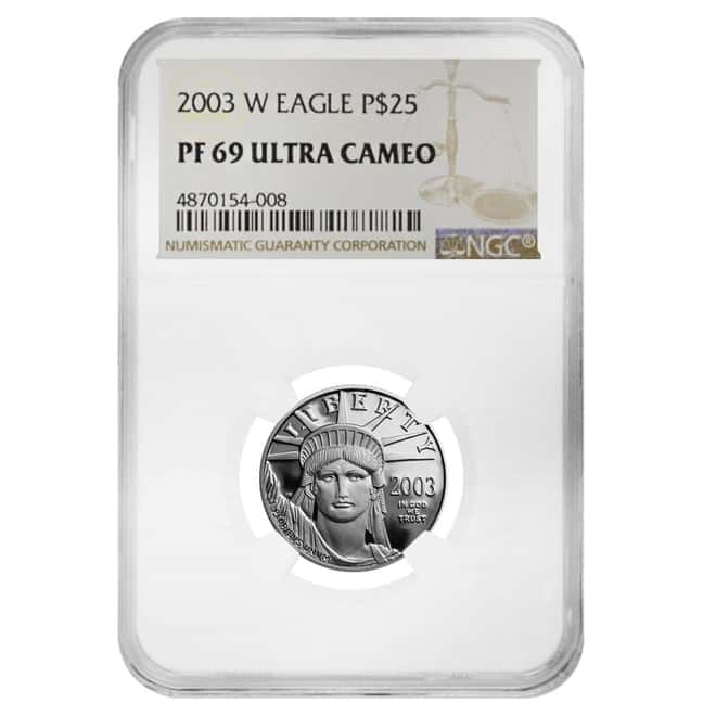 2003 W 1/4 oz $25 Platinum American Eagle Proof Coin NGC PF 69 UCAM