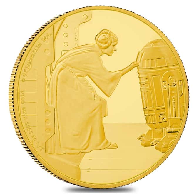 2016 1/4 oz Niue $25 Star Wars Princess Leia Proof Gold Coin (w/Box & COA)
