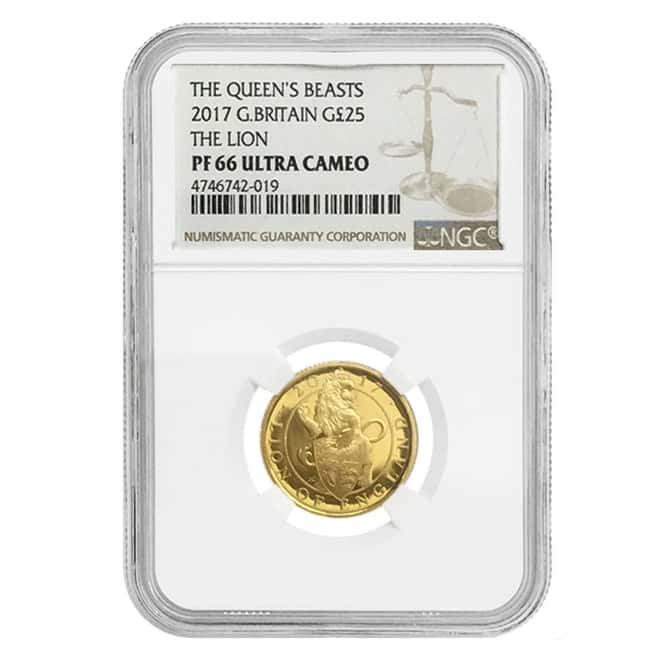 2017 Great Britain 1/4 oz Proof Gold Queen's Beasts (Lion of England) Coin NGC PF 66 UCAM