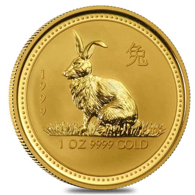 1999 1 oz Gold Lunar Year of The Rabbit BU Australia Perth Mint (Series I)