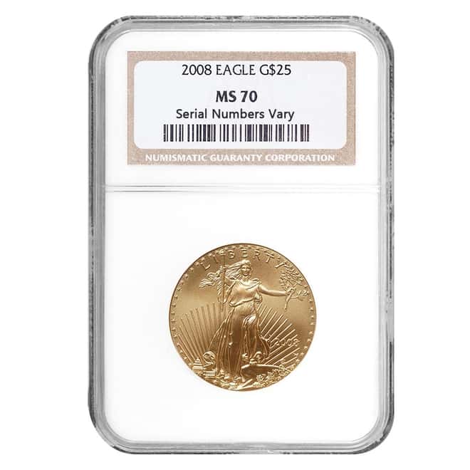 2008 1/2 oz $25 Gold American Eagle NGC MS 70