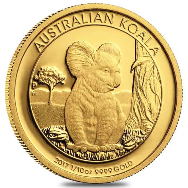 2017-P 1/10 oz $15 Gold Australian Koala Proof Coin (w/Box & COA)