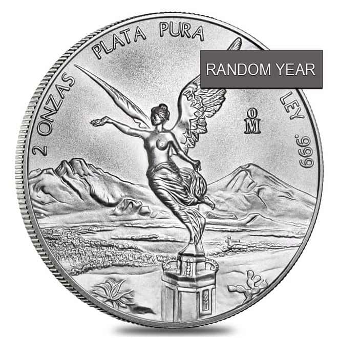 2 oz Mexican Silver Libertad Coin .999 Fine BU (Random Year)