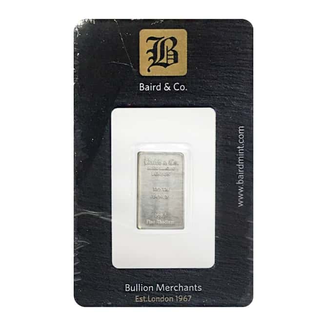 1/10 oz Baird Mint Rhodium Bar .999 Fine (In Assay)