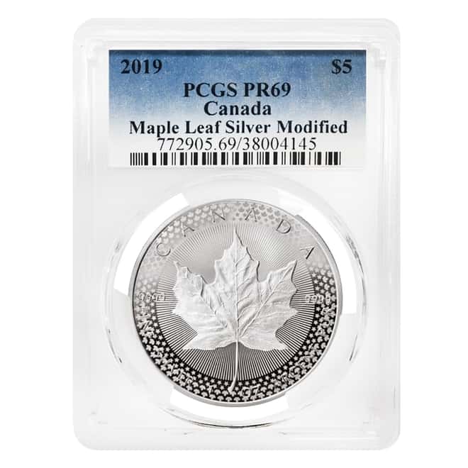 2019 1 oz Modified Proof Silver Canadian Maple PCGS PF 69 (Pride of Two Nations)