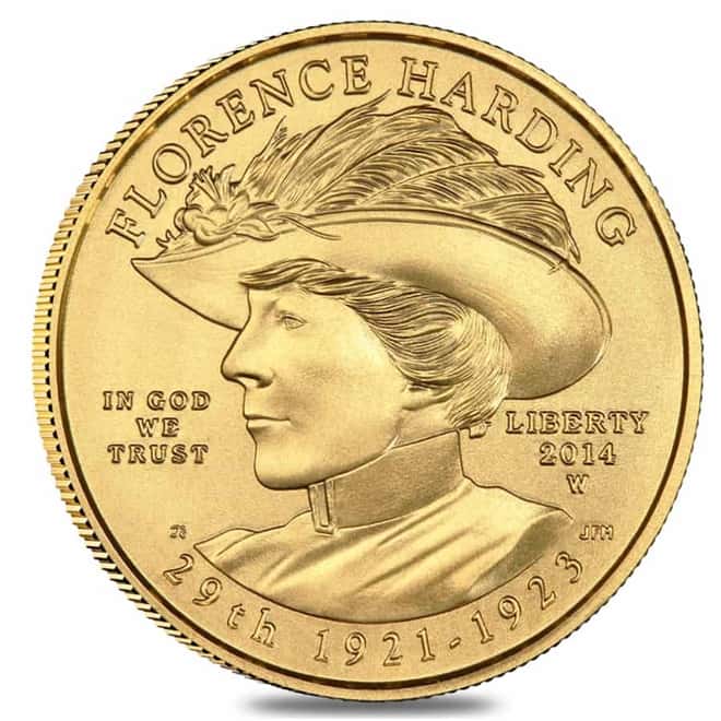 2014 W 1/2 oz $10 First Spouse - Florence Harding Gold Coin BU (w/Box & COA)