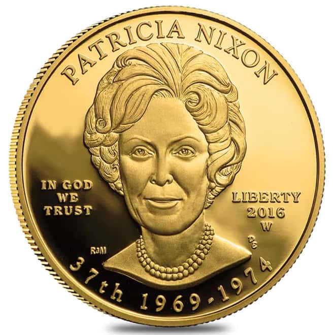 2016 W 1/2 oz $10 First Spouse - Patricia Nixon Gold Proof Coin (w/Box & COA)