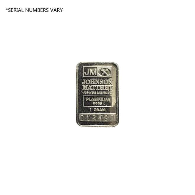 1 gram Johnson Matthey (JM) Platinum Bar .9995 Fine