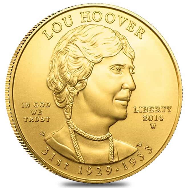 2014 W 1/2 oz $10 First Spouse - Lou Hoover Gold Coin BU (w/Box & COA)