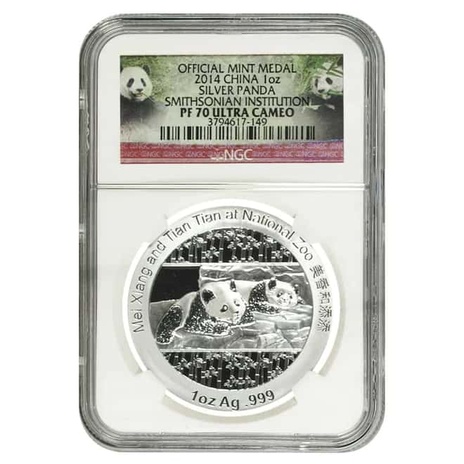 2014 1 oz China Panda Smithsonian Proof Silver Medal NGC PF 70 UCAM